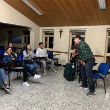 Hyping ourselves up with the first group meeting in Colombia
